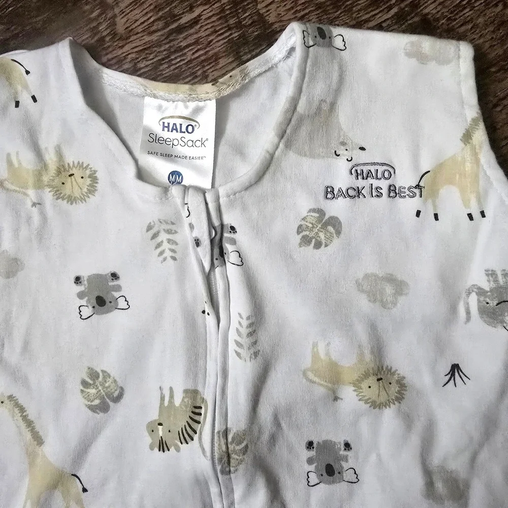 HALO SleepSack Baby Medium White Excellent Safari Animal Print‎ Wearable Blanket